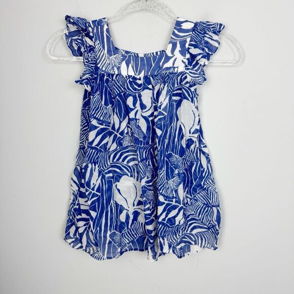MILLY MINISBlue & White Animal Zebra Print Tunic Top Youth Girl’s Size 6/7